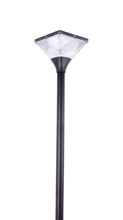 Close-up of Square Series Solar Garden Light TYD2014 with transparent PC shade and bright LED lighting