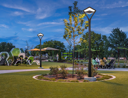 Twinstar Series solar garden light TYD3015 installed in a park and landscape area