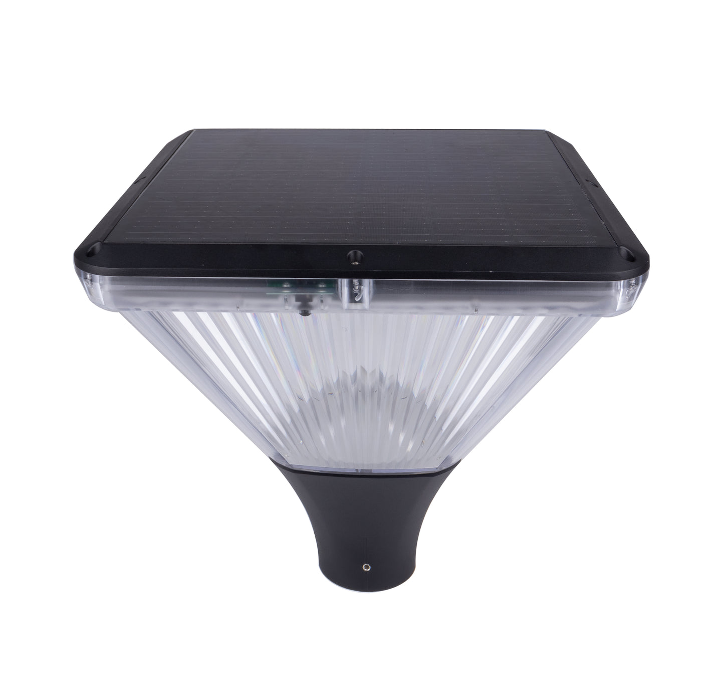 Side view of TYD2014 square solar lamp head with tapered black mounting base