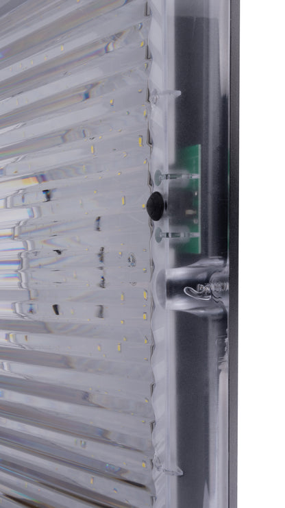 Close-up detail of TYD2014 solar garden light lens, sensor and LED components