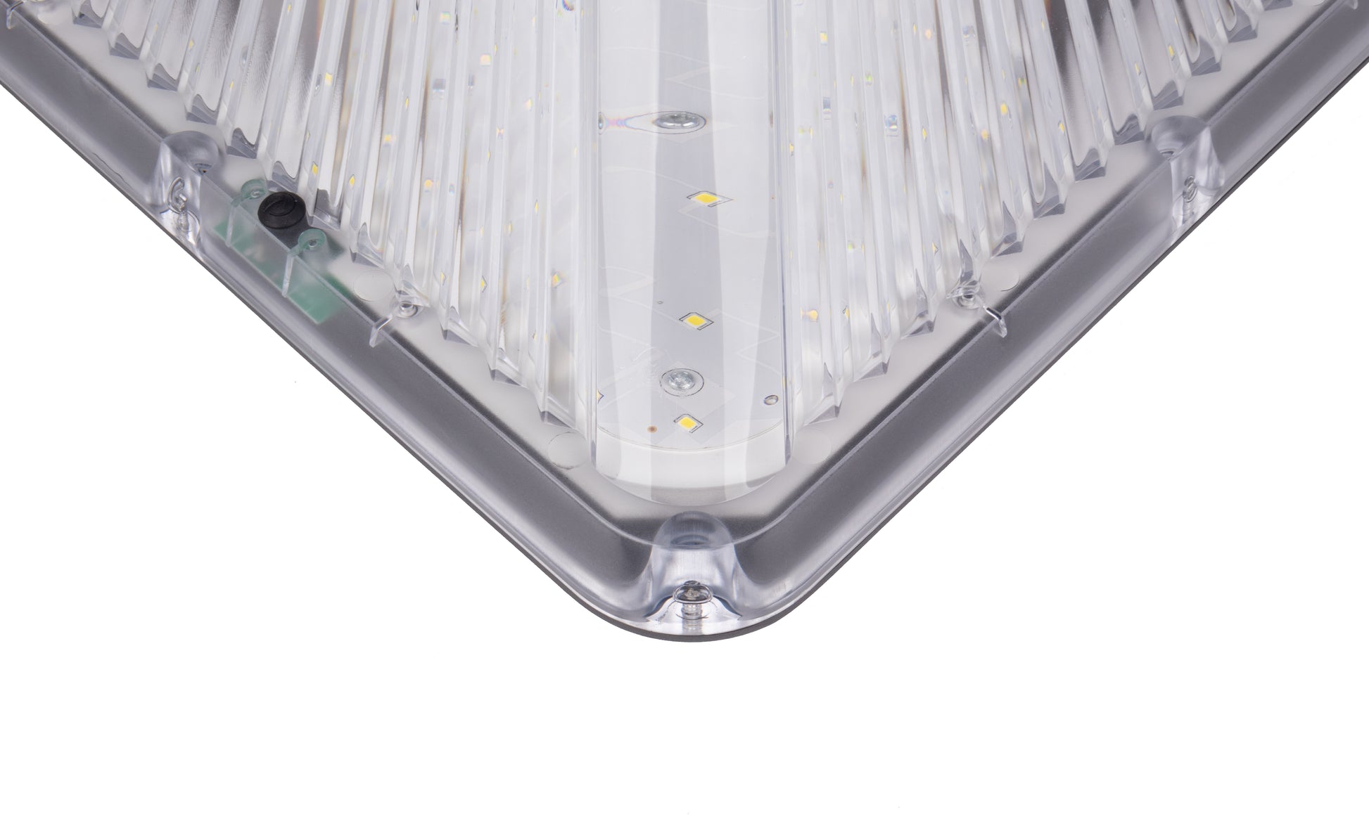 Detail view of TYD2014 PC lampshade with LED beads and optical lens structure