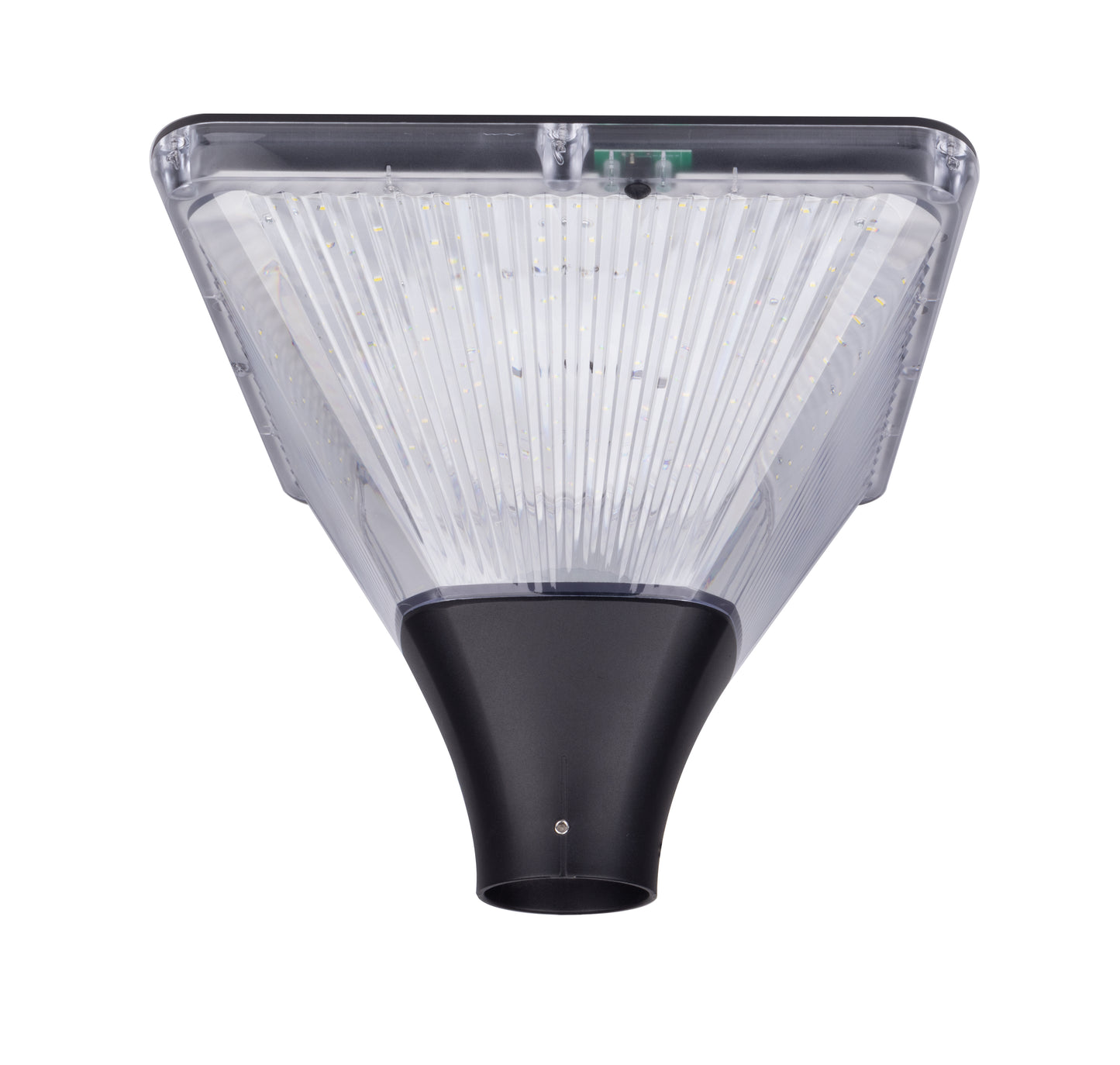 Square Series TYD2014 solar lamp head front view with transparent ribbed PC cover