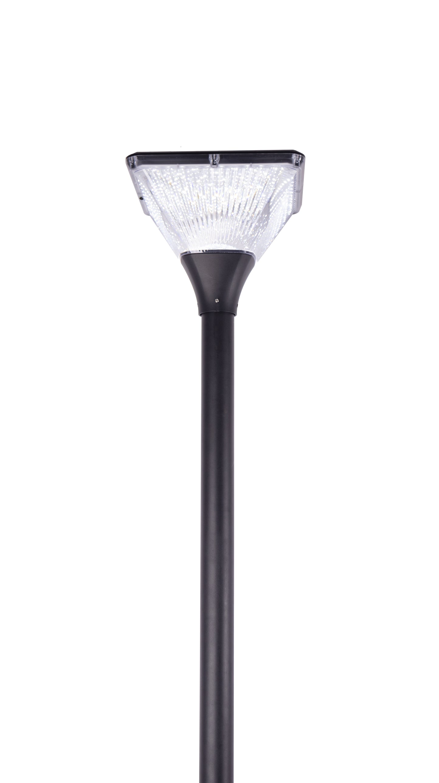 TYD2014 square solar garden light head front view with ribbed transparent PC lampshade