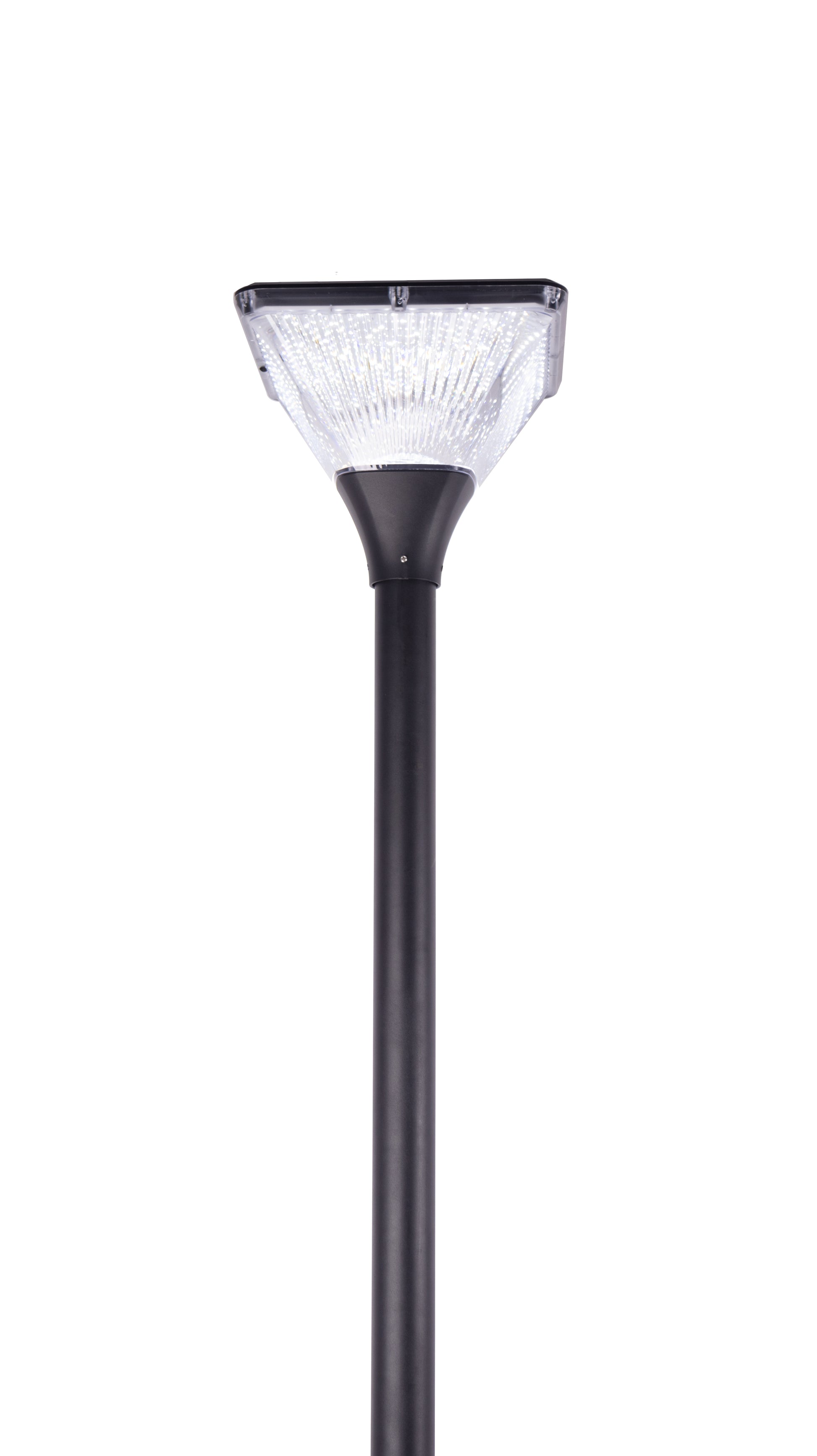 TYD2014 square solar garden light head front view with ribbed transparent PC lampshade