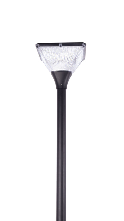 TYD2014 square solar garden light head front view with ribbed transparent PC lampshade