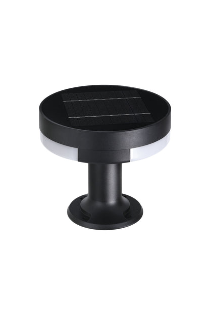 ZTD1107 solar pillar light front view with round top solar panel and side diffuser