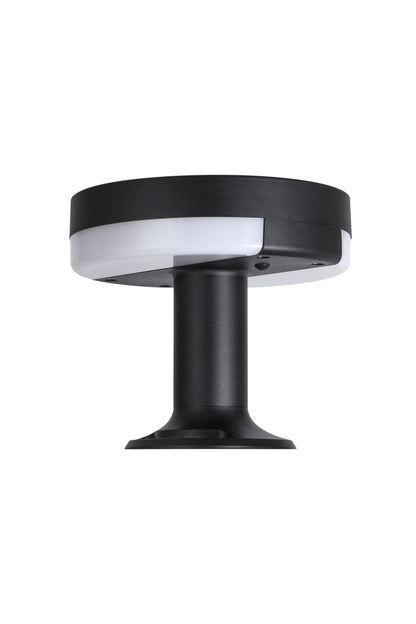 ZTD1107 solar pillar light side view showing compact round body and mounting base