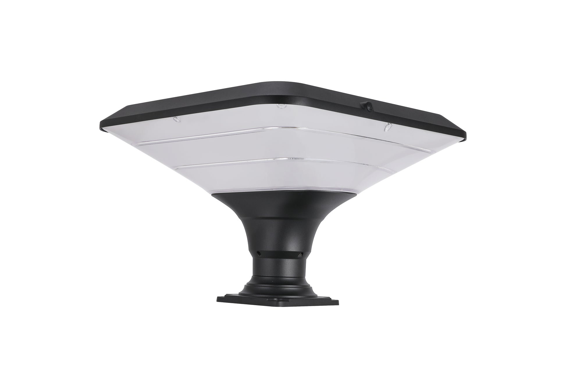 ZTD1218 solar pillar light base mounting detail with square fixed base and screw holes