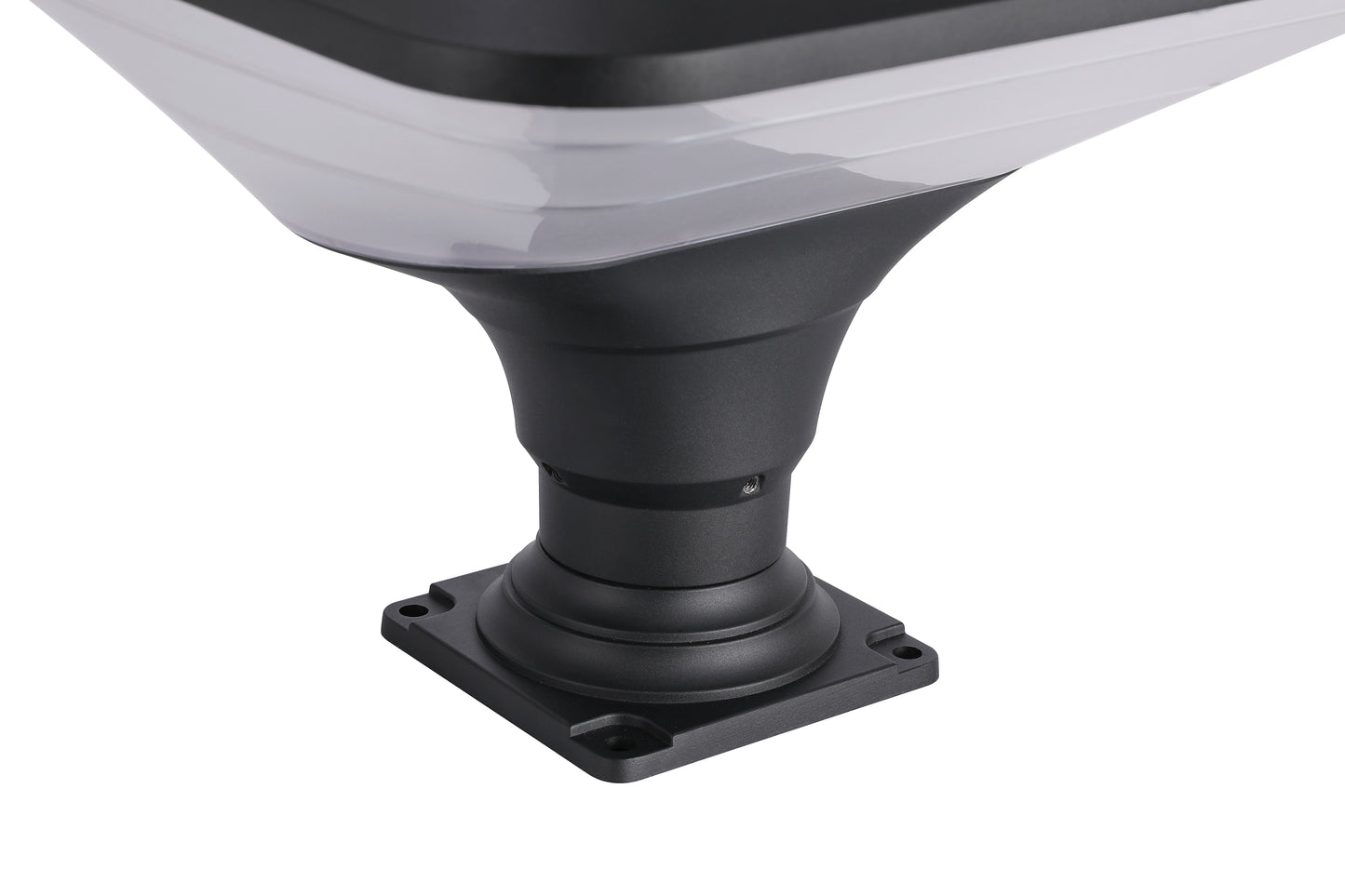 ZTD1218 solar pillar light front view with black aluminum body and wide diffuser