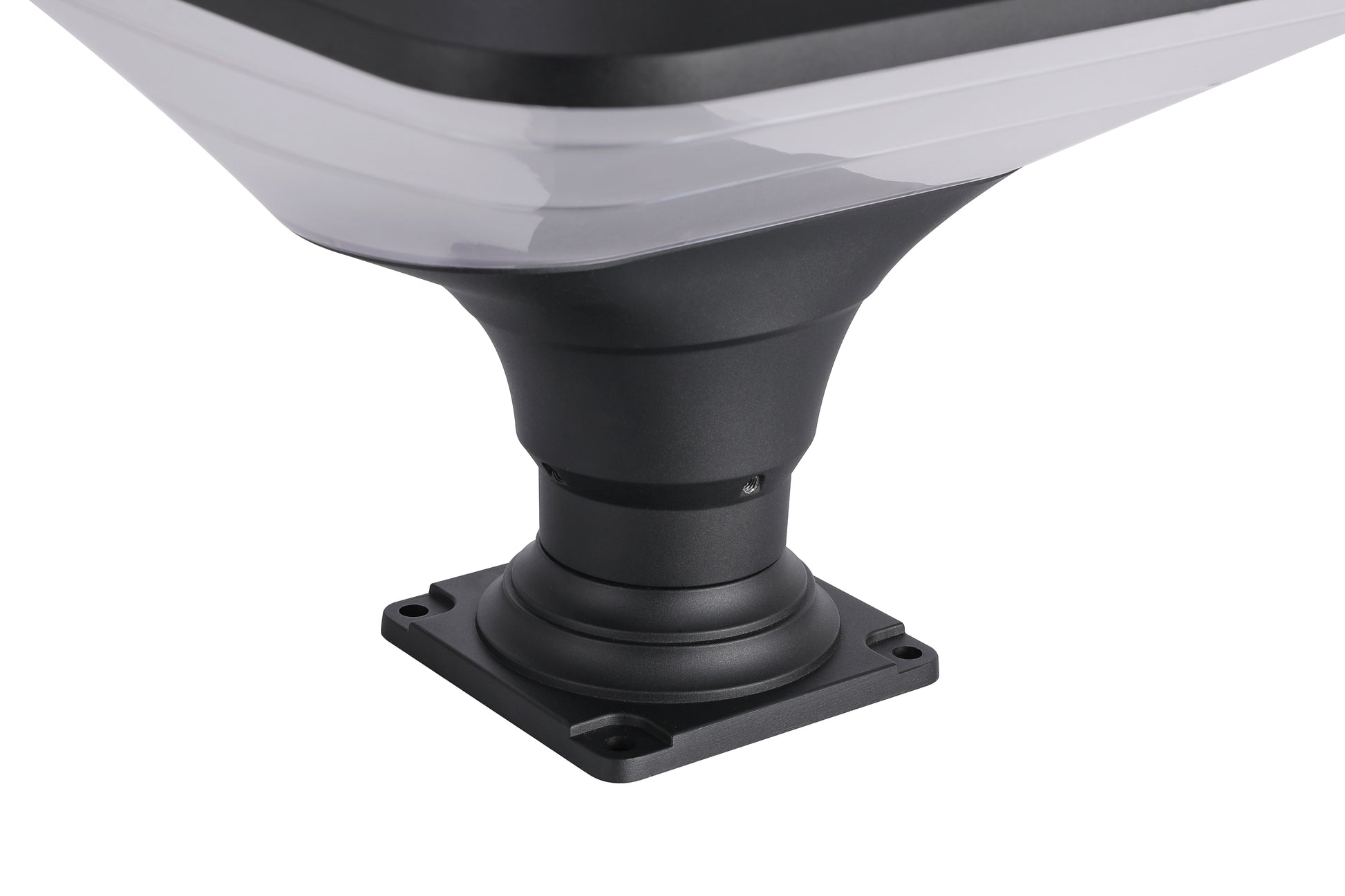 ZTD1218 solar pillar light front view with black aluminum body and wide diffuser