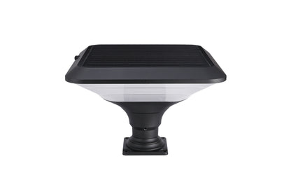ZTD1218 solar pillar light side view showing integrated solar panel and square lamp head