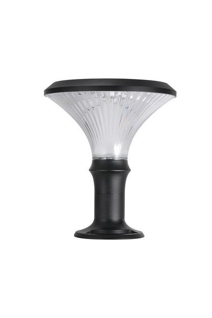 ZTD3002 solar pillar light switch and top rim detail with ribbed transparent diffuser