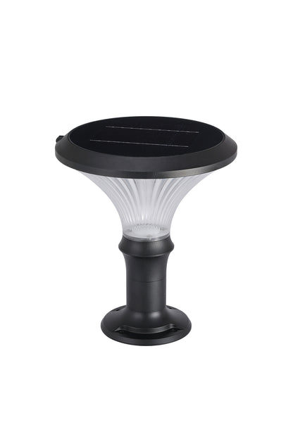 ZTD3002 solar pillar light top view showing integrated round solar panel